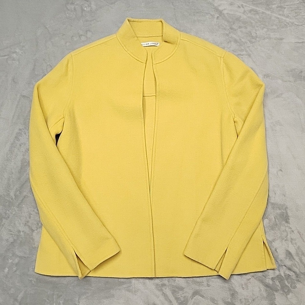 Jillian Jones Jacket Womens S Yellow Wool Open Front Mandarian Collar Minimalist